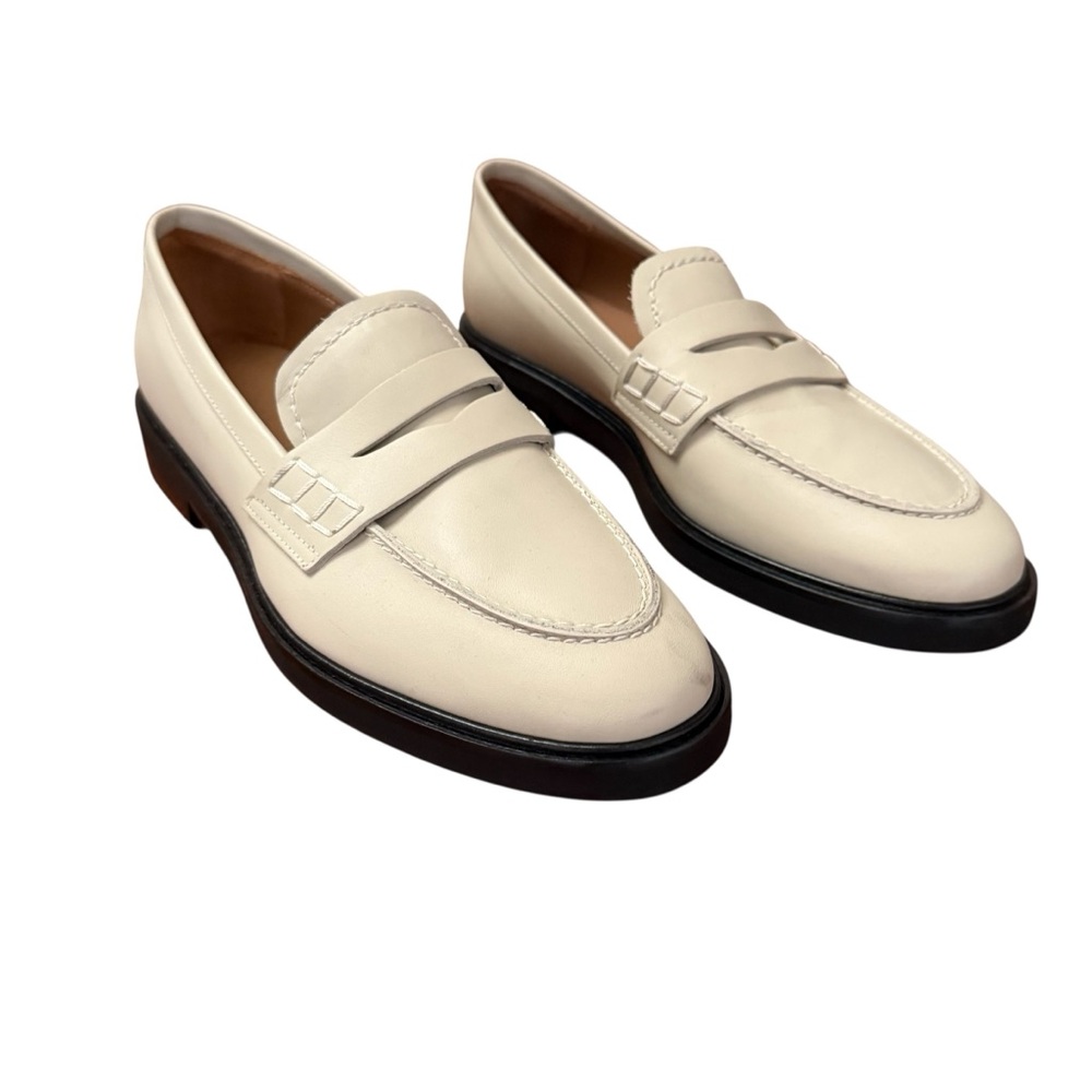 Flattered Sara Creme Leather Loafer Cream Women’s Size 38 EU 8 US Almond Toe